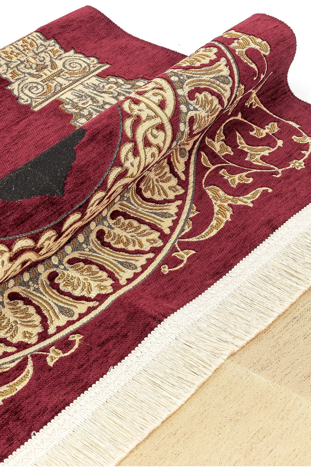 Dovi crown Mahal patterned chenille Seccade-burgundy color Meditation Rug