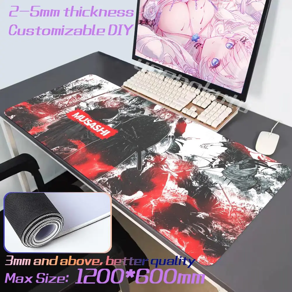 

Anime Mousepad HD Gamer Cabinet Desk Mat Comic Vagabond Miyamoto Musashi Mouse Pad Xxl Keyboard Carpets Anti-slip Expansion pad