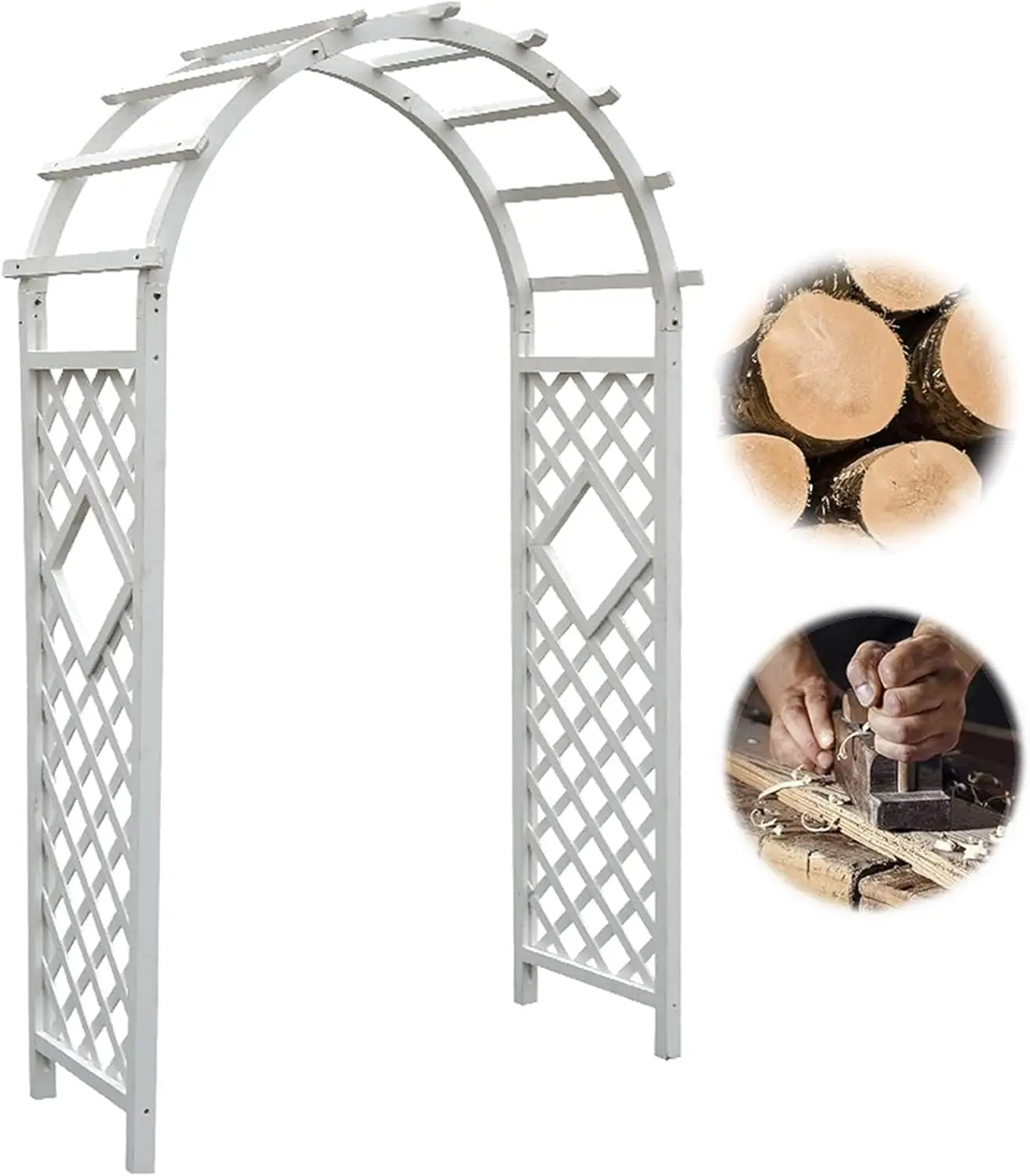 Wooden Arch Arbor Handcrafted Wood Arbour Trellis for Climbing Plants Outdoor Cedar Wedding Arches