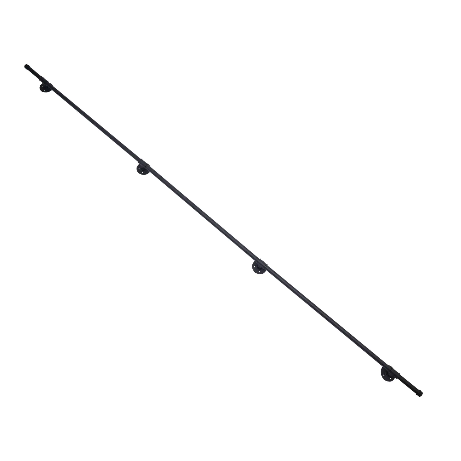 Dynami 9ft Black Pipe Stair Handrail, Wall Mount Black Galvanized Industrial Hand Rail Iron Loft Pipe Handrail, Metal Railing Non-