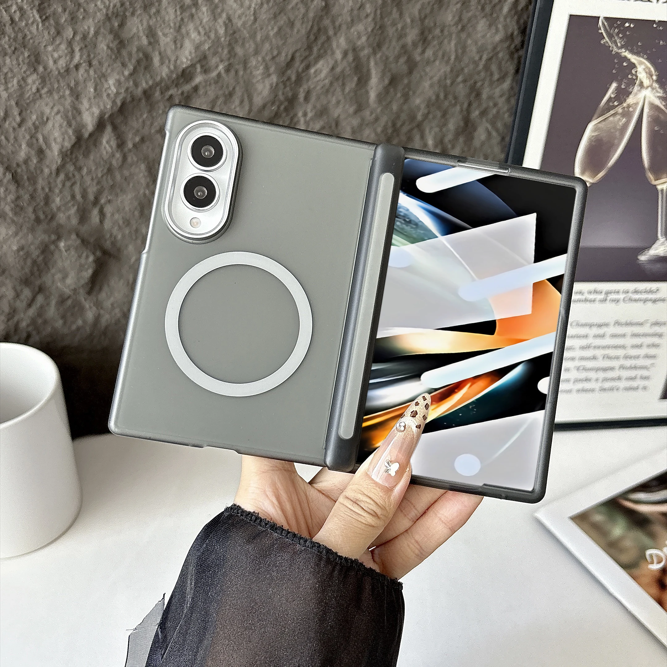 Für Samsung Galaxy Z Fold 8 Ultra Fold 8 7 6 5 Klare Hülle für Magsafe mit Scharnierschutz, durchsichtige stoßfeste Abdeckung Funda
