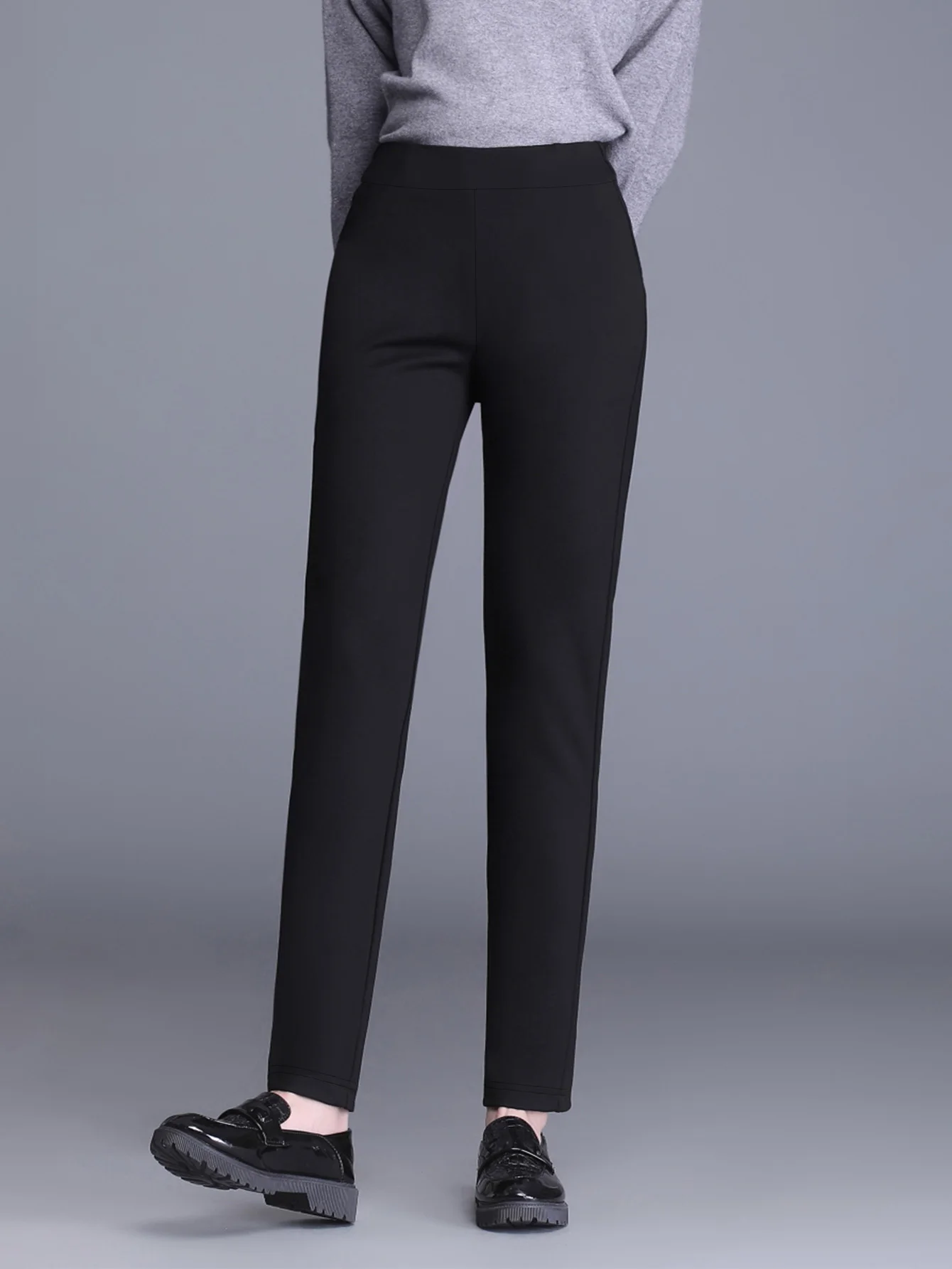 

Spring and Autumn 2024 New Size Plus Elegant Fashion Style Knitted Middle Elasticity Solid Color Trousers