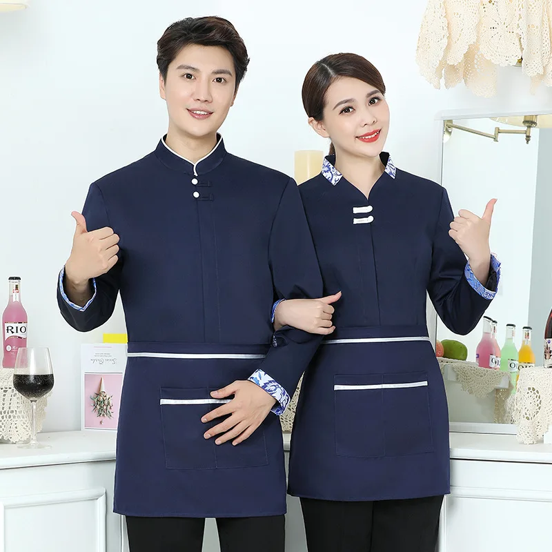 

Custom LOGO Woman Restaurant Waiter Uniform Hotel Food Service Waitress Cafe Staff Workwear Coffee Shop Catering Overalls