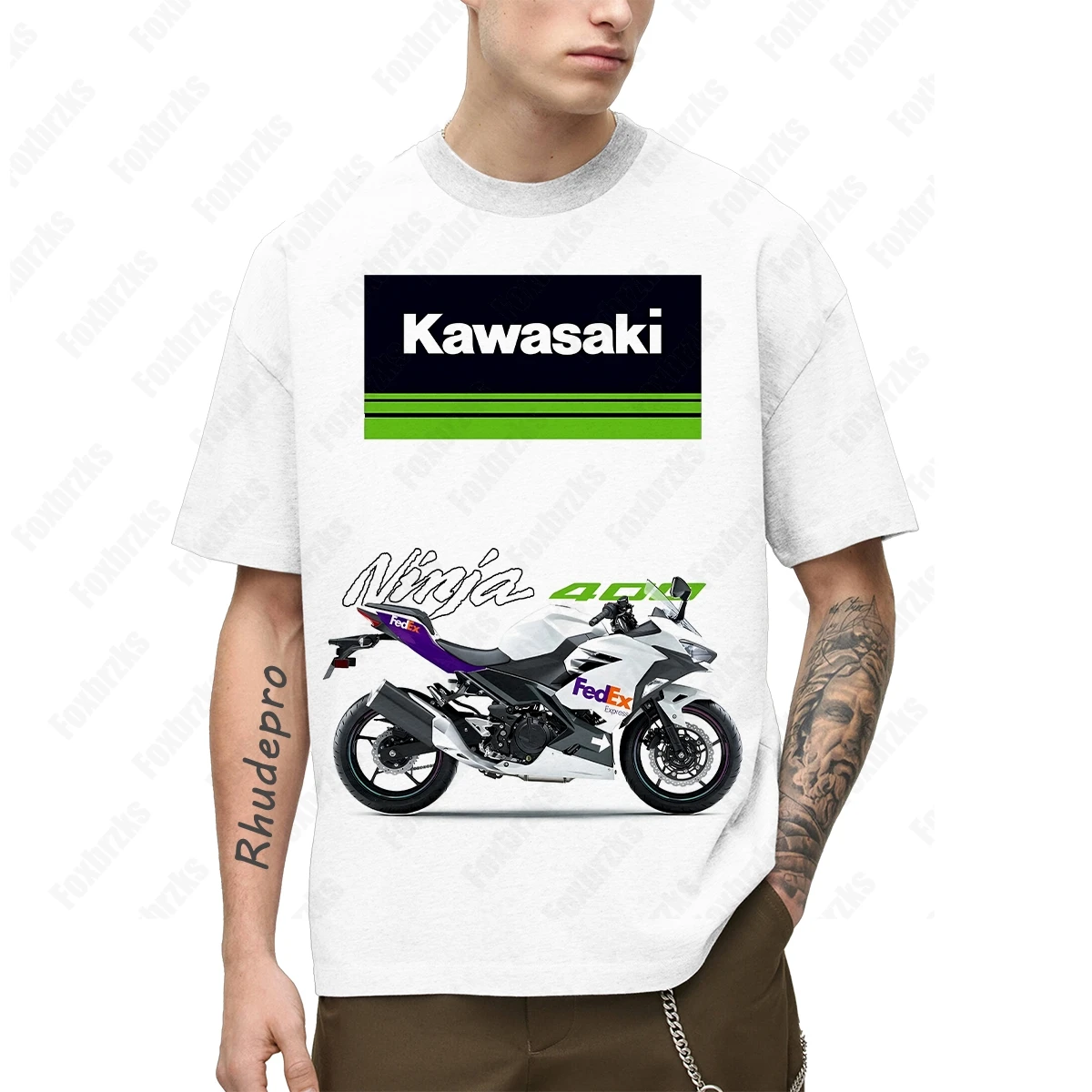 2024 New Versatile Motorcycle Kawasakis Heavy Machine Riding T-Shirt Men's Summer Versatile Pure Short-sleeved T-shirt