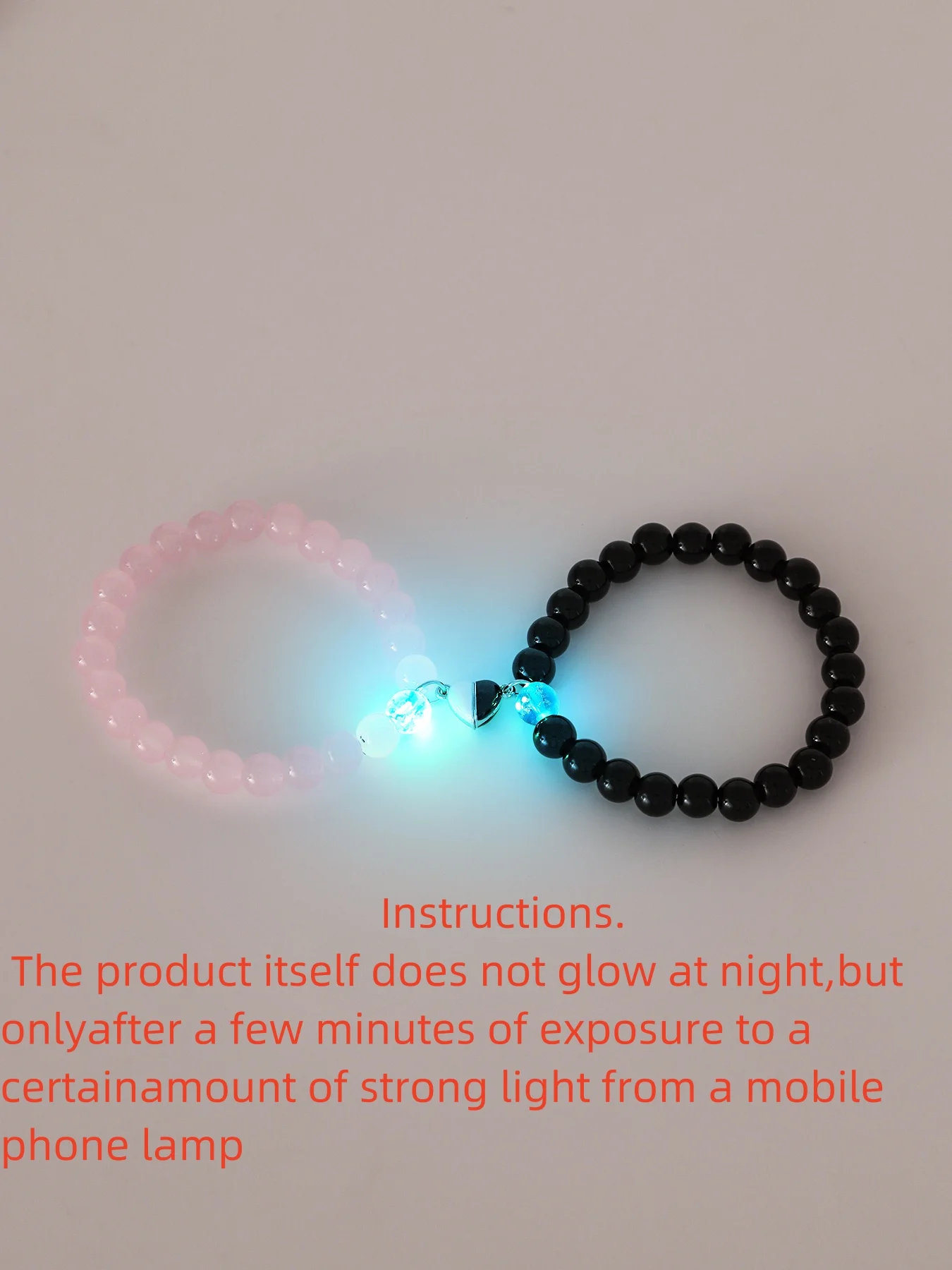 2 pezzi si illuminano in braccialetti di perline scure braccialetti fatti a mano amante dei braccialetti