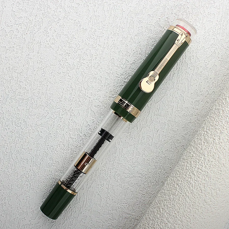 Imagem -03 - Jinhao Verde Caneta-tinteiro Luxuoso Clipe de Guitarra f m Espada Tinta Nib Escrevendo Canetas Escritório e Escola Estacionária Tiandao 1935