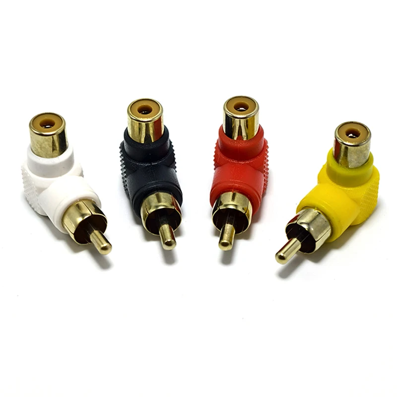 1/5/10PCS 90 Degree Gold Plated RCA Male To Female Right Angle Connector Plug Adapters M/F 90 Degree Audio Adapter