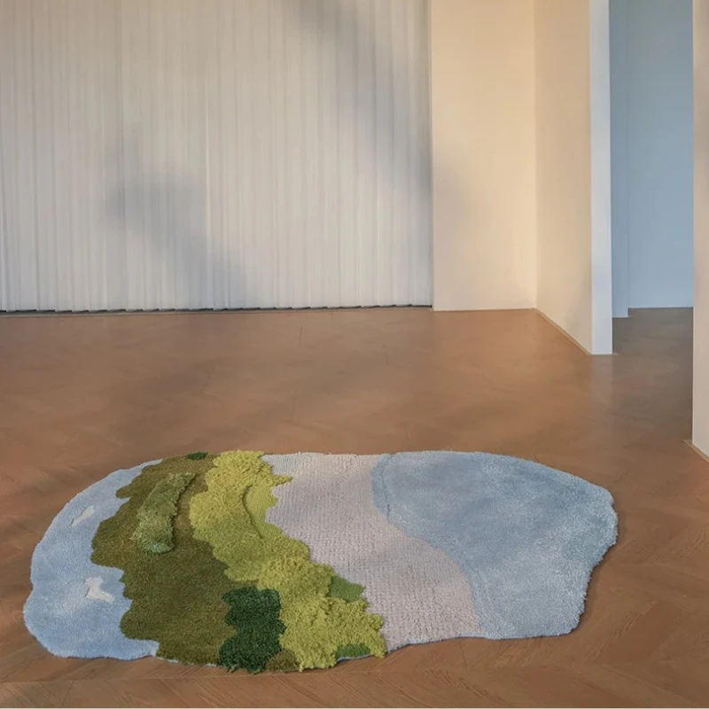 

Handmade light luxury carpet modern living room coffee table moss wind wool bedside blanket art seaside jungle
