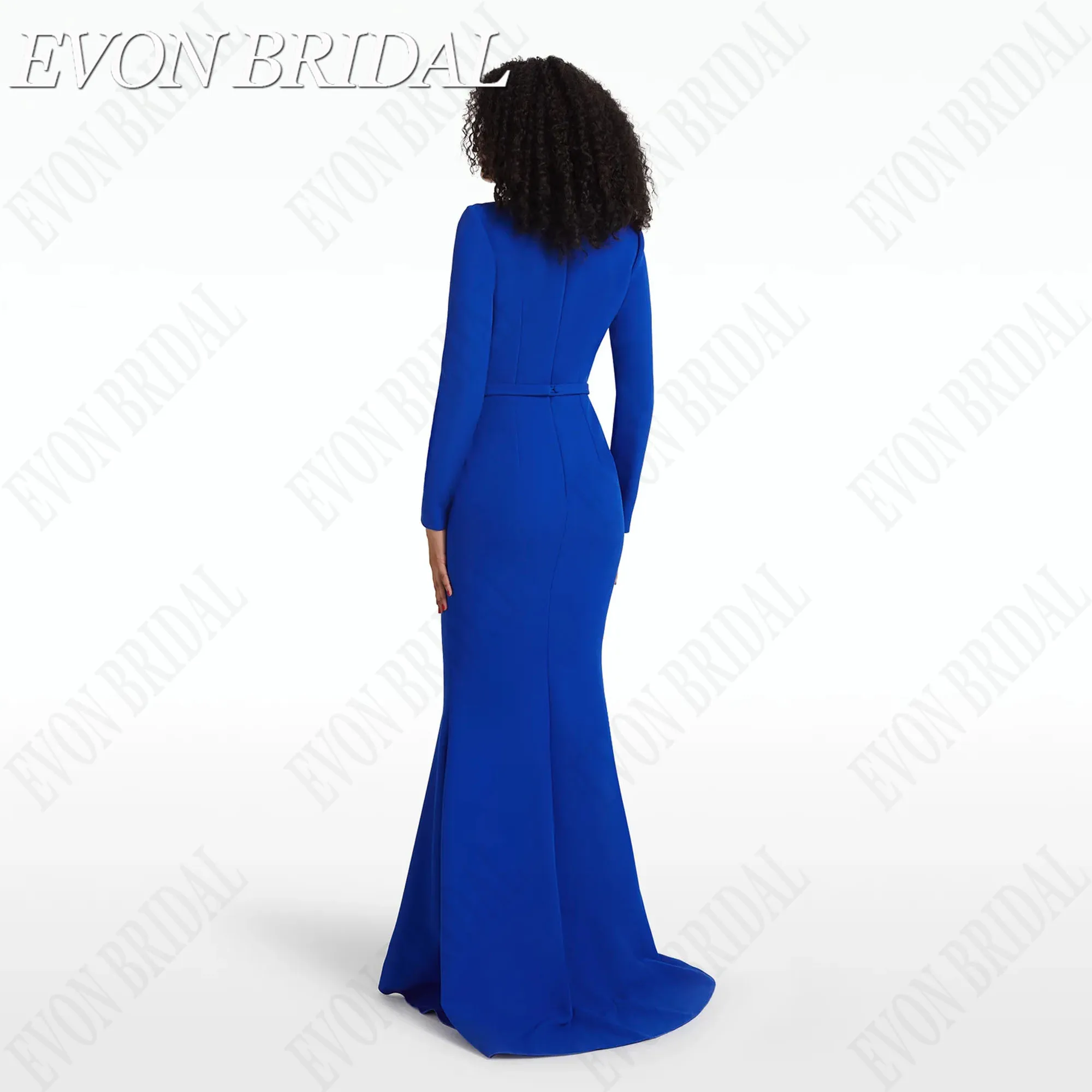 EVON BRIDAL Vestido de Noite 2024 Arábia Saudita Mulher Manga Comprida O Pescoço Ocasião Formal Vestidos Cetim Sereia Vestidos De Vestida da noite 2024 Mulher da Arábia Saudita Dormas longas Ocasi ão Formal Occasion Go