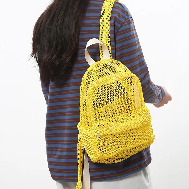 Small Mesh Backpack Bags Women Solid Color Back Packs Females Travel Simple Beach Student School Backpacks 2026 New