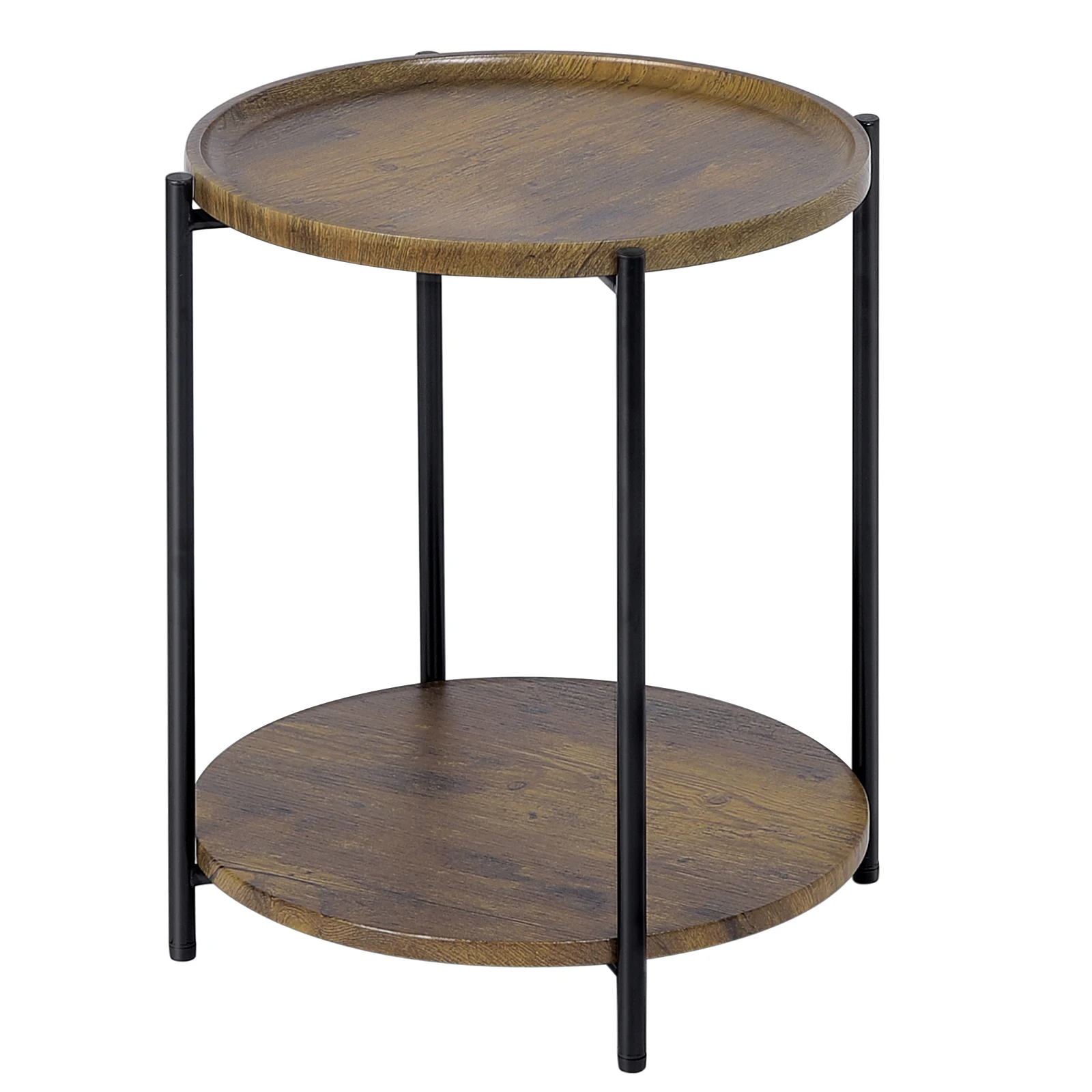 Ronde salontafel met 2 planken, verwijderbaar tafelblad, bank, telefoon, thee, nachtkastje voor woonkamer, slaapkamer, thuis