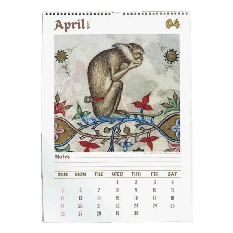 Y2GD 2026 English Art Wall Calendar with Thick Paper Sheets Colorful Colors Easy To Read Dates Creative Calendar