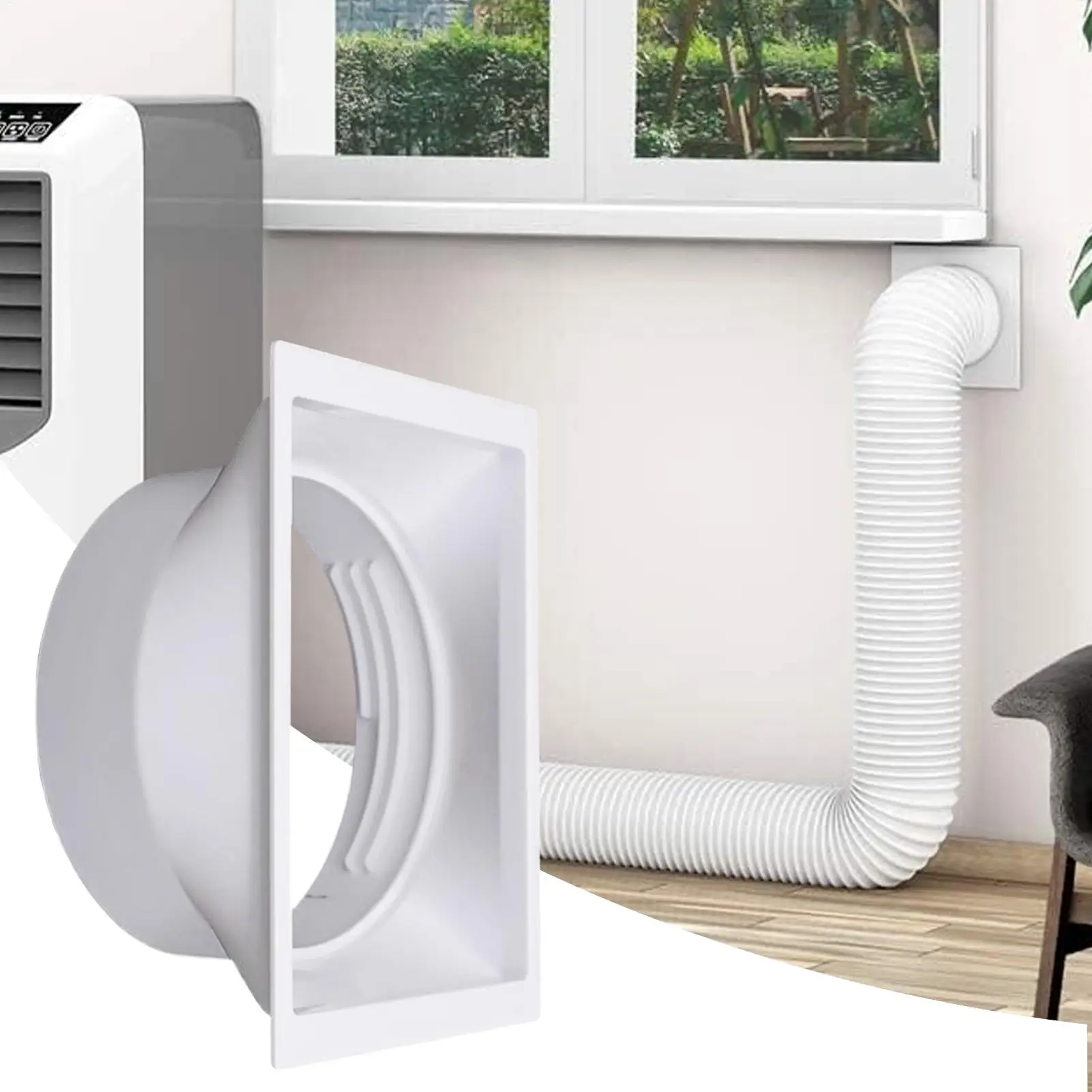 

Портативный соединитель шланга переменного тока, 5,9-дюймовый соединитель выхлопного шланга кондиционера, оконный адаптер с запятой по часовой стрелке и против часовой стрелке