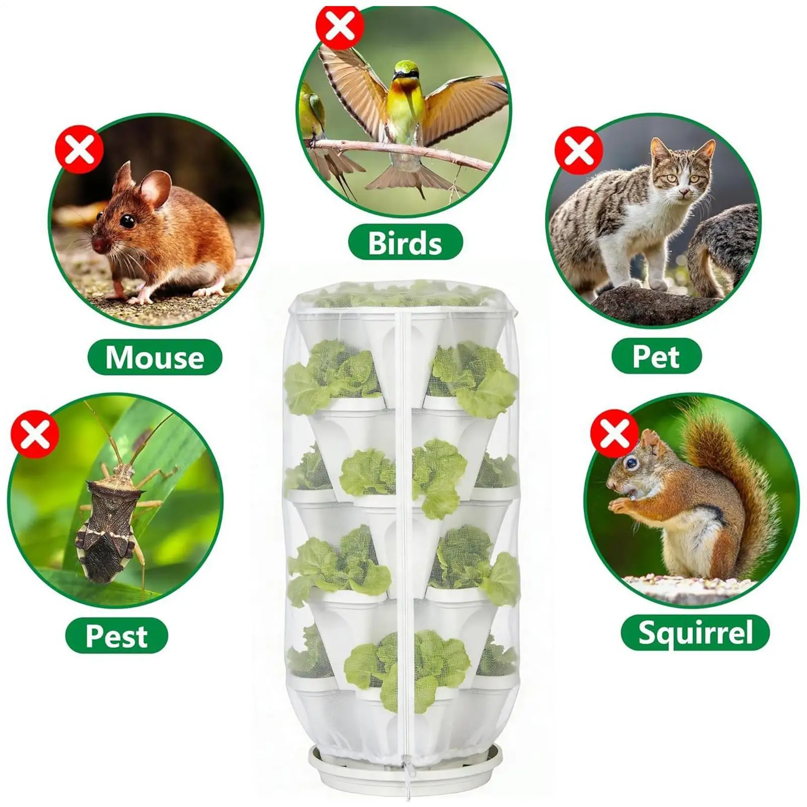 Seedling Dome Cover 60 Mesh Zipper Sleeve Net Translucent Plant Cover Tight Seal Adjustable Bottom Drawstring Protector