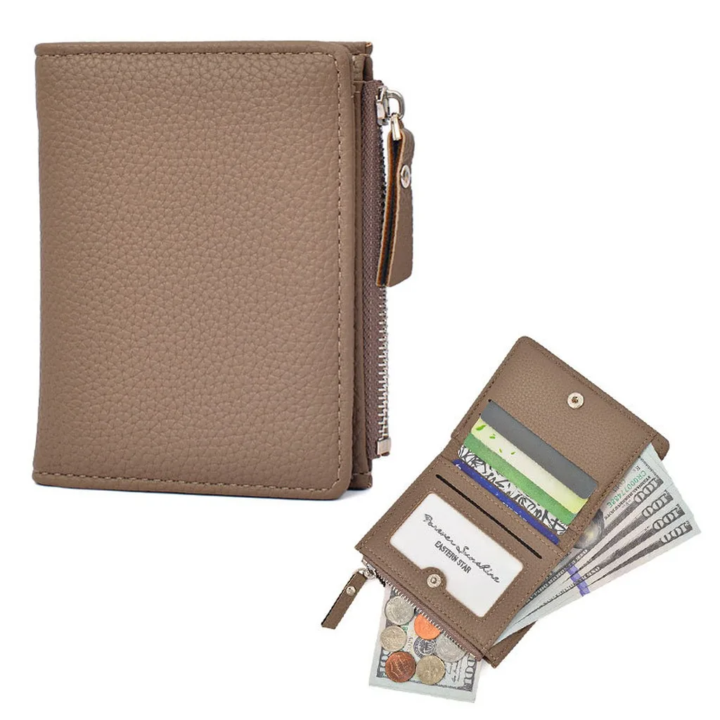 Pu Leather Wallet Breathable Zipper Coin Pocket Wallet Women'S Wallet Wear-Resistant For Daily Commuting Daily Carry Short Trips