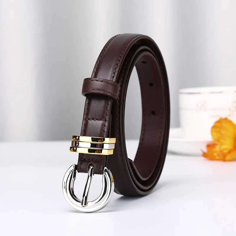 

New Arrival Women Genuine Leather Belt, 1.8cm Wide Slim Waist Belt, Fashion Unique Top Grain Cowhide Thin Belt