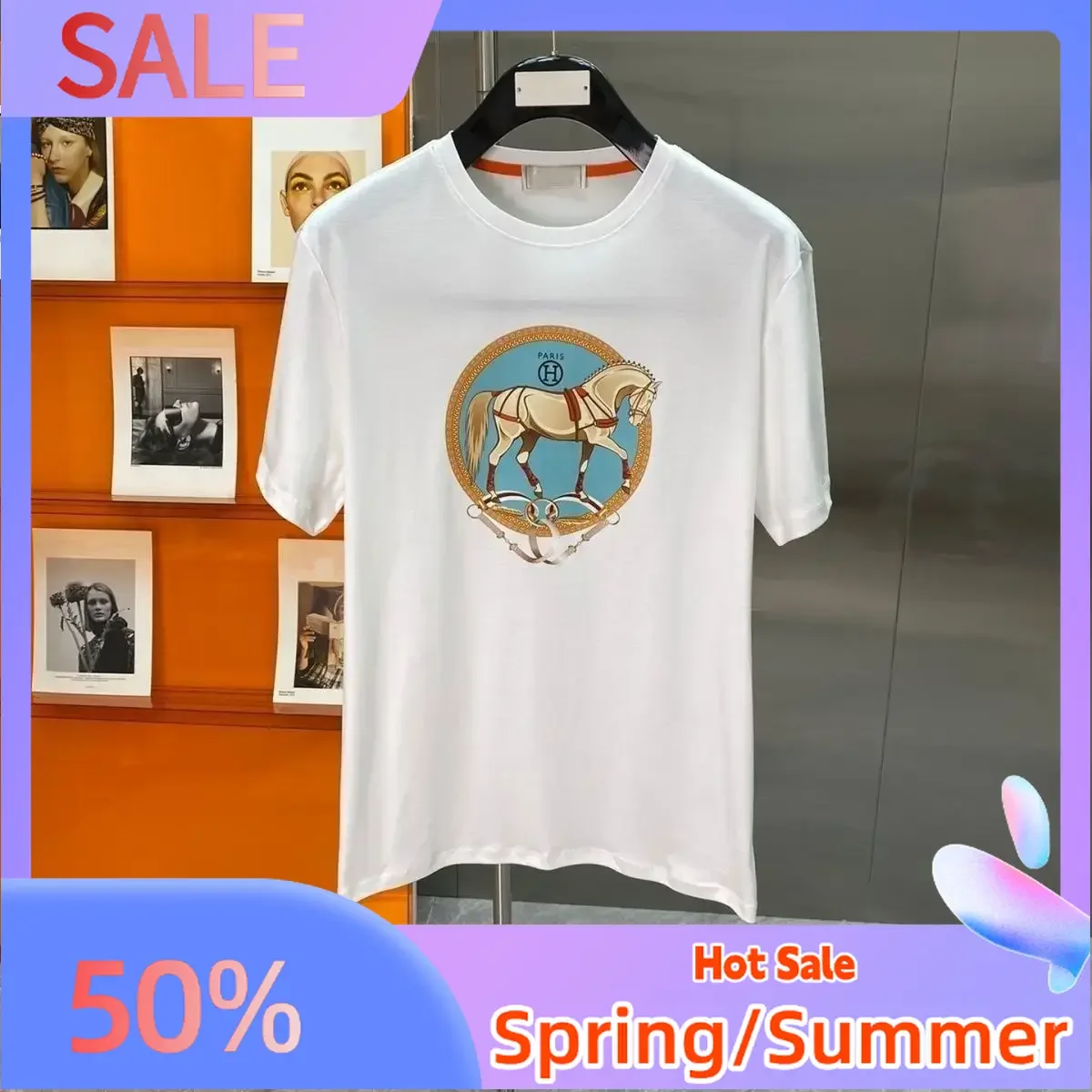 

Fashion Luxury Brand T-shirt High Quality Pure Cotton Casual Sports T-shirt Men's Top Women's Top Loose Large Size Top T-shirt