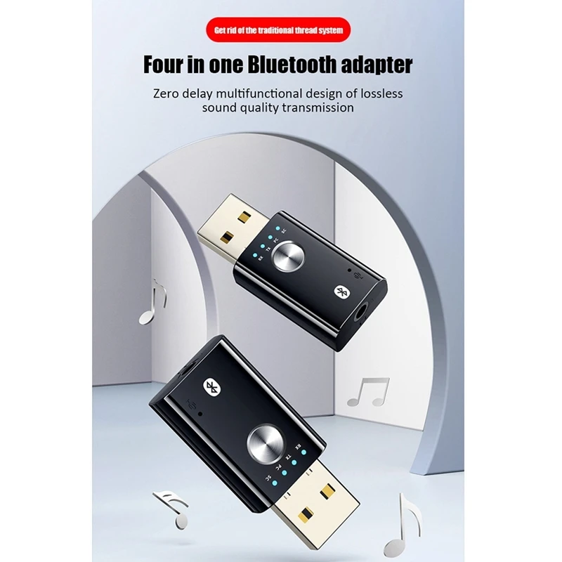 Adaptador inalámbrico USB Bluetooth 5,0, 4 en 1, conector de 3,5 Mm, AUX, BT, transmisor receptor de Audio para coche, TV, adaptador de altavoz estéreo