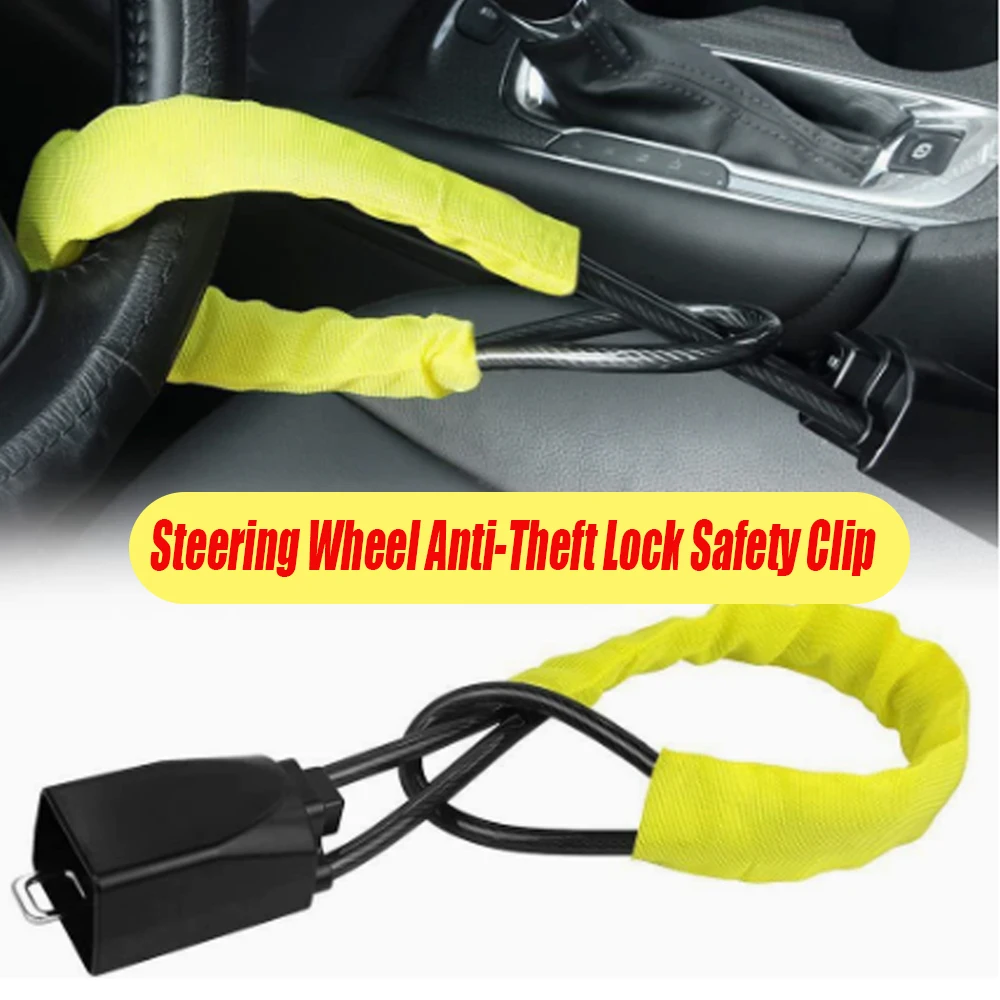 Car Steering Wheel Lock Anti-theft Steel Cable Security Device Universal Fit for Vehicles Prevent Theft Durable Security Rope