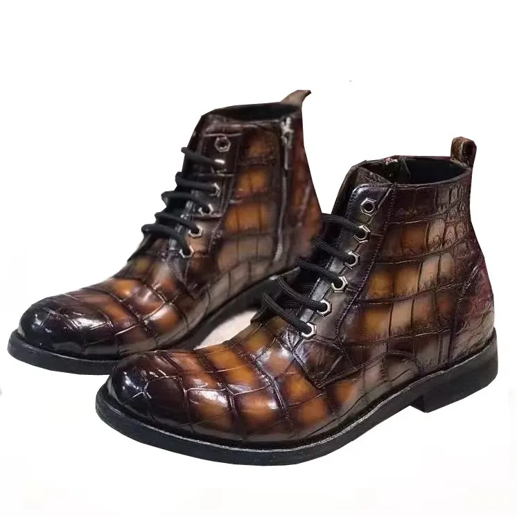 yinshang new men crocodile shoes male boots leisure fashion office boots winter