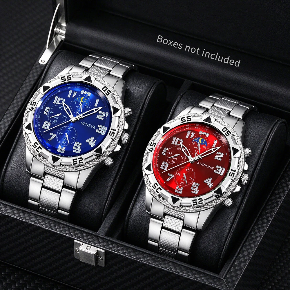 2Pcs Men's Watch Set, Preferred For Gifting Relatives & Friends, For Ramadan, Graduation Season, Easter, Anniversary Gifting