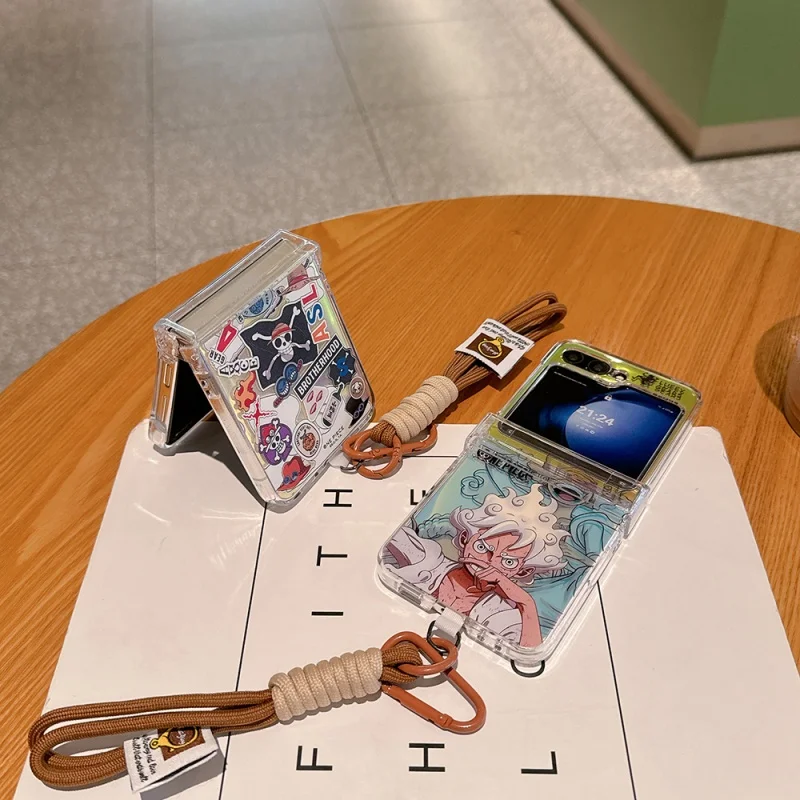 Funda de teléfono Luffy Fold de una pieza para Samsung Galaxy Z Flip 6 Z Fold 4 5 6 7 zfold4/5/6 z flip Zflip7 FE cubierta de bandera pirata