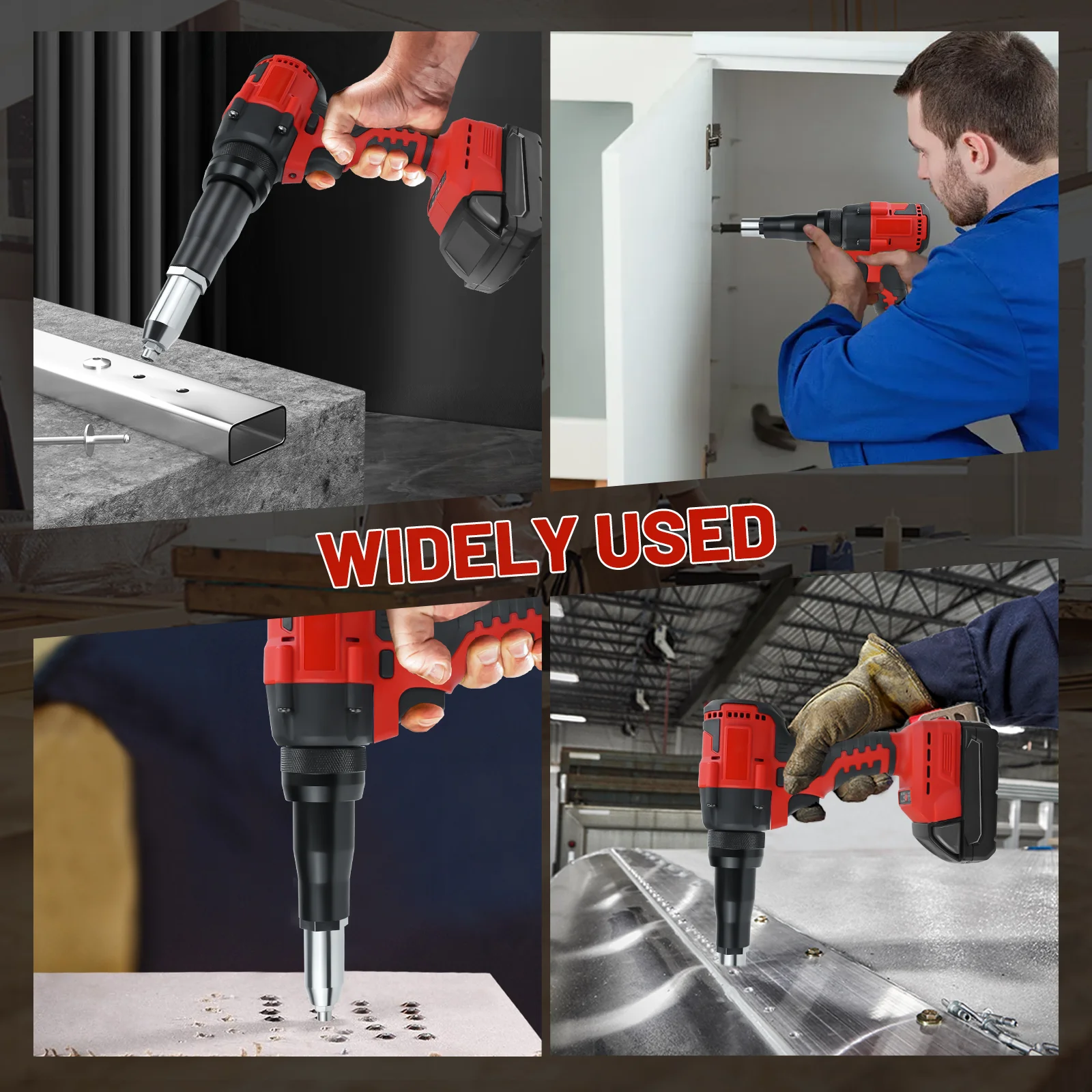 Cordless Rivet Gun Brushless 2.4-4.8mm Rivet Nut Gun Drill Insert Automatic Riveting Tool for Milwaukee 18V Battery (No Battery)