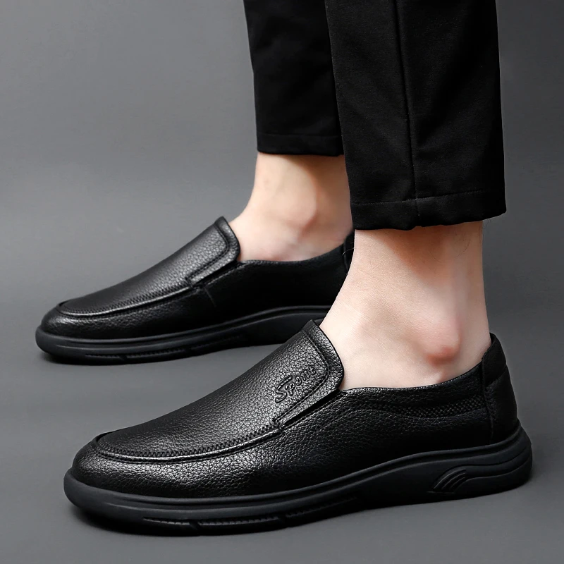 Golden Sapling Retro Loafers Formal Men\'s Casual Shoes Genuine Leather Flats Men Dress Party Shoe Leisure Business Moccasins Man