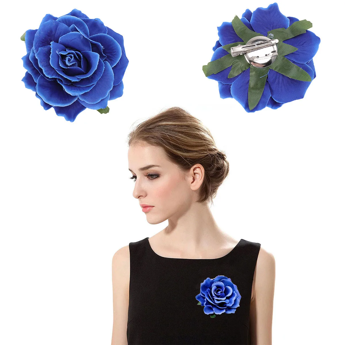 5 قطعة 10 سنتيمتر كبير روز بروش دبوس زهرة اصطناعية الصدار ل فستان الزفاف دعوى ملحق مشبك شعر الورد مقاطع الأزهار #5