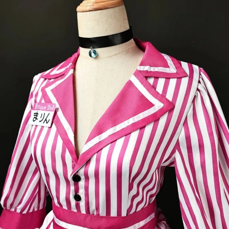 В наличии S-2XL Kitagawa Marin Косплей Аниме Myy Dress Up Darling Официантка Розовое Платье Парик Хэллоуин Вечерние Наряды для Женщин