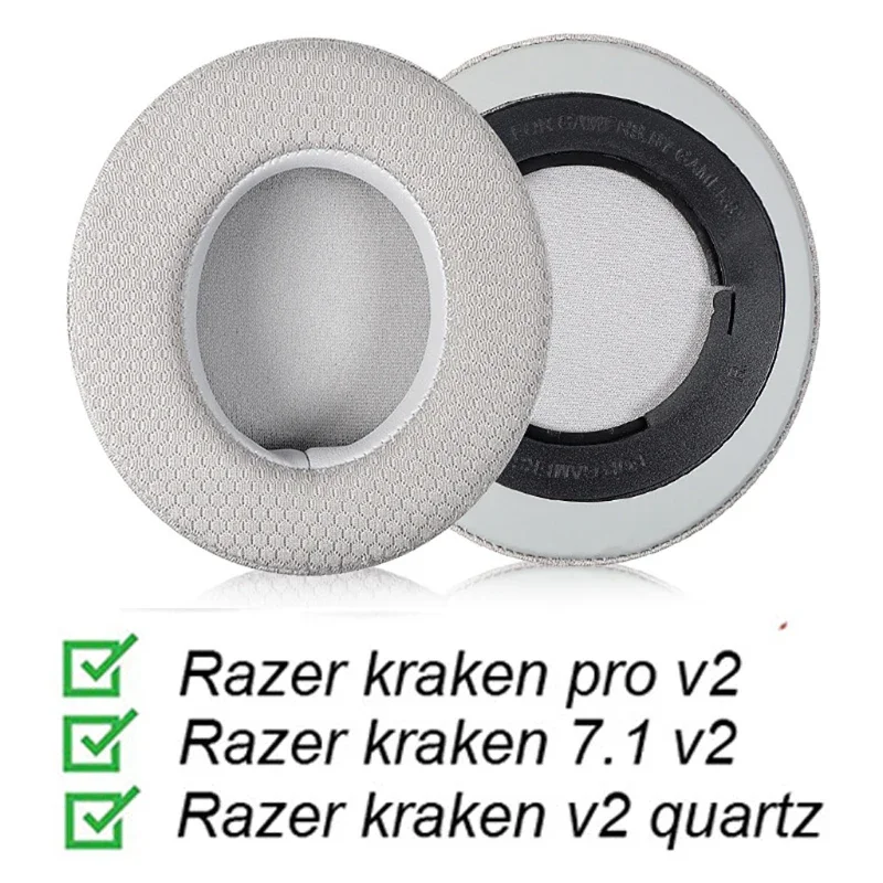 

For Razer Kraken 7.1 V2 PRO Sponge Cover Breathable Leather Mesh Ear Cover Protective Cover Headset Replacement ，