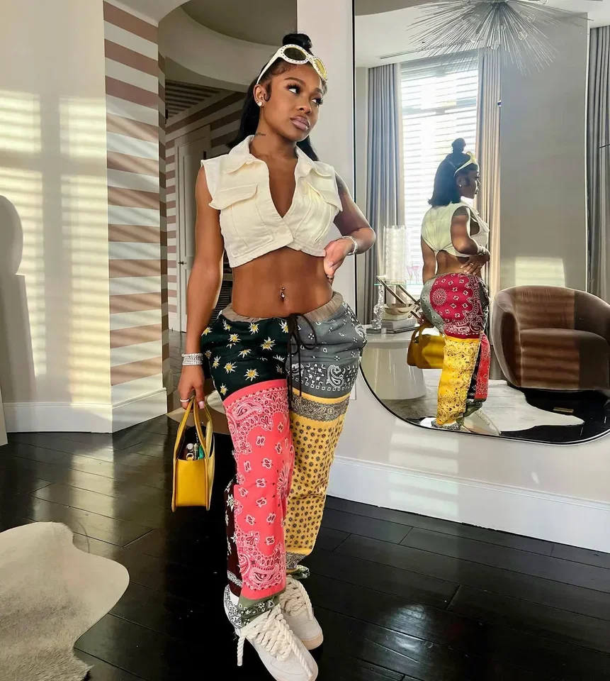 

Paisley Print Patchwork Women Pants Drawstring Fashion Casual Sweatpants Female Street Trousers Dropshipping Wholesale