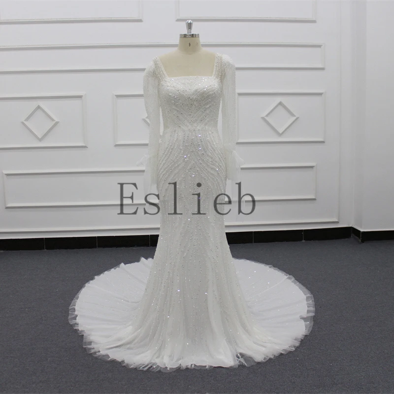 

Eslieb New Arrival 2024 High Custom made Wedding dress Backless V-Neck Sleeveless Floor-Length Mermaid wedding dresses