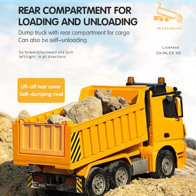ダブルイーグル-リモートコントロールトラック,E525-003,ベンツ認定,ダンパートランスポーター,エンジニアリング車両,子供向けギフト