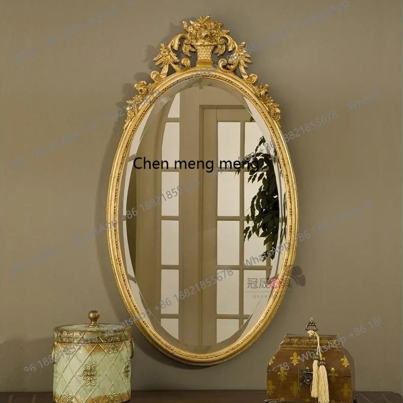 European retro carved makeup mirror wall-mounted bedroom home dresser French dressing mirror