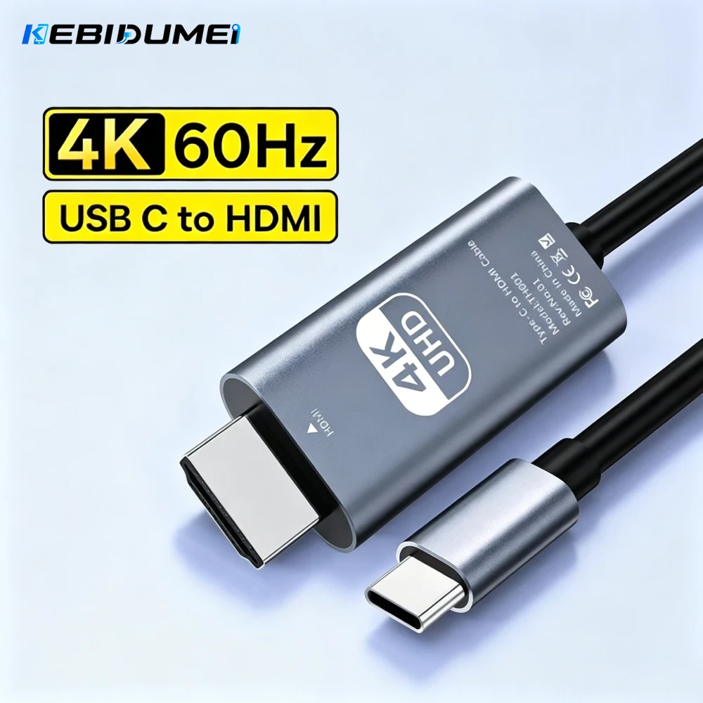 KEBIDUMEI 4K 60Hz USB-C zu HDMI-Kompatibles Kabel HDTV-Konverterkabel für iPhone 17 TV-Konverter MacBook Air iPad Samsung Laptop
