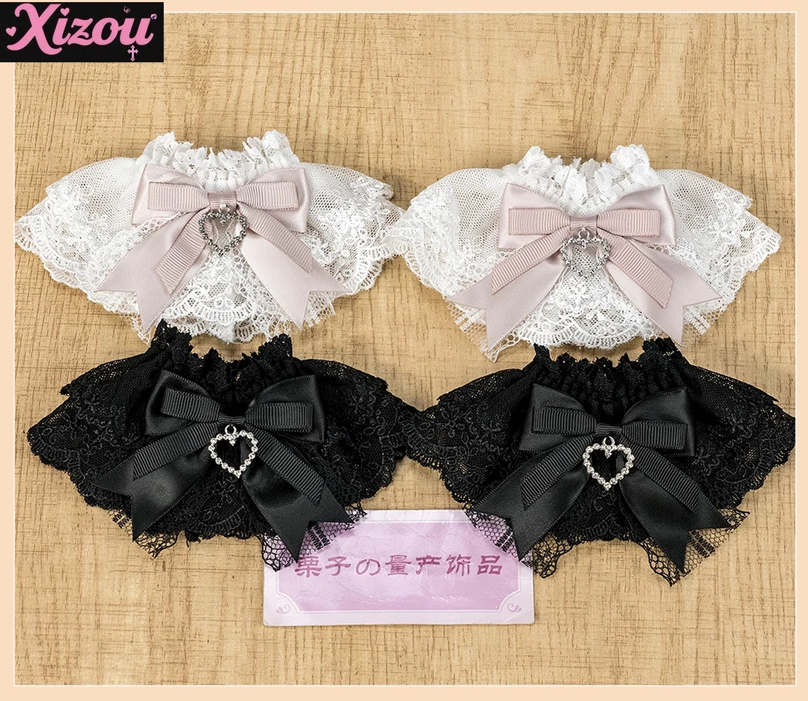 Bracelet Lolita Original fait à la main, série Mine douce et mignonne, avec nœud en dentelle, manches à main, accessoires pour vêtements mignons