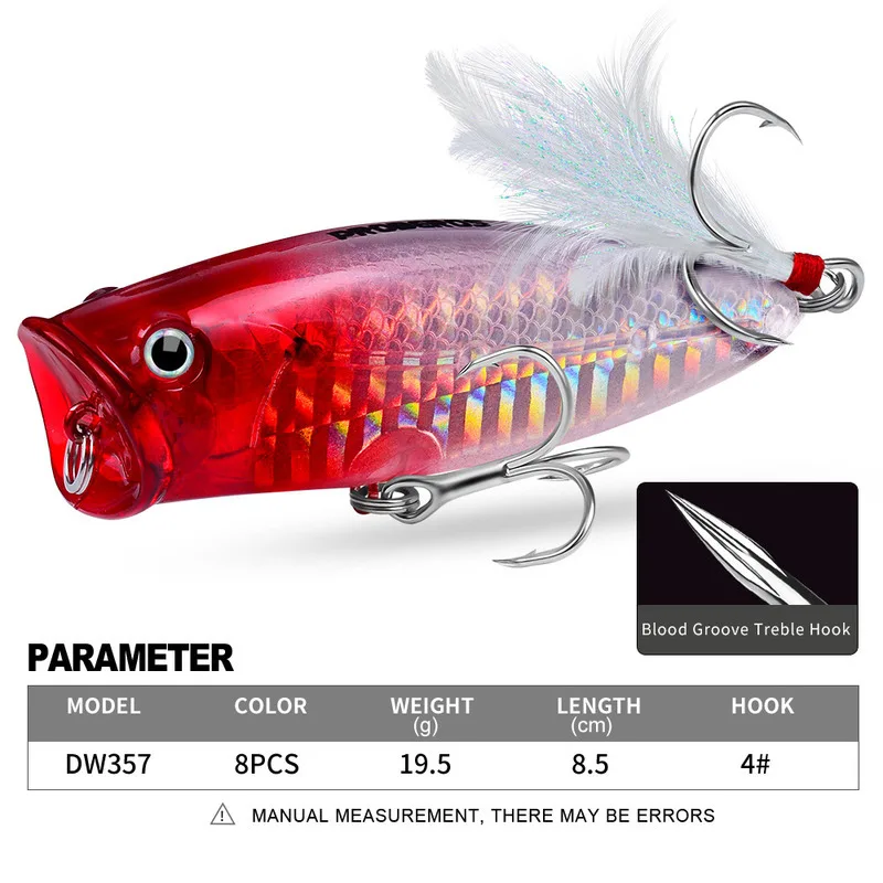 7.5Cm Lure Pro Beros With Feather Hard 19G Fake Wave Afraid Plastic Bait Dw357