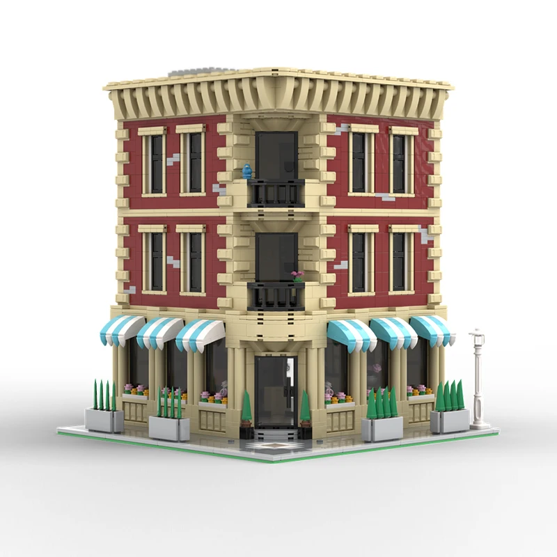 Model Ulicy Miejskiej MOC Klocki Konstrukcyjne Narożne Apartamenty Modułowa Technologia Prezenty Świąteczne Zestaw do Składania Zabawki dla Dzieci