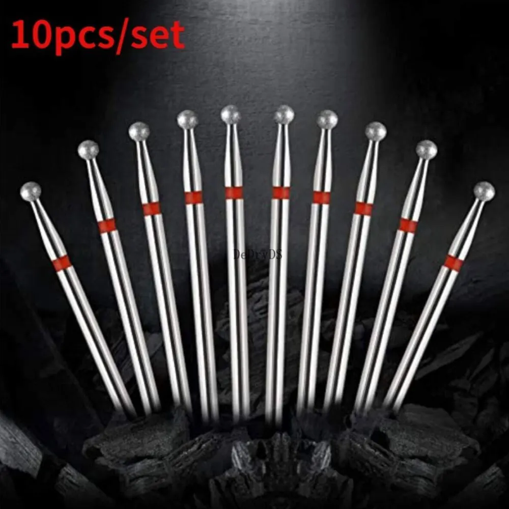 Set di punte per trapano per unghie diamantate di sicurezza professionale, punte per cuticole in carburo da 3/32 pollici per manicure e pedicure elettrici, 10 pezzi