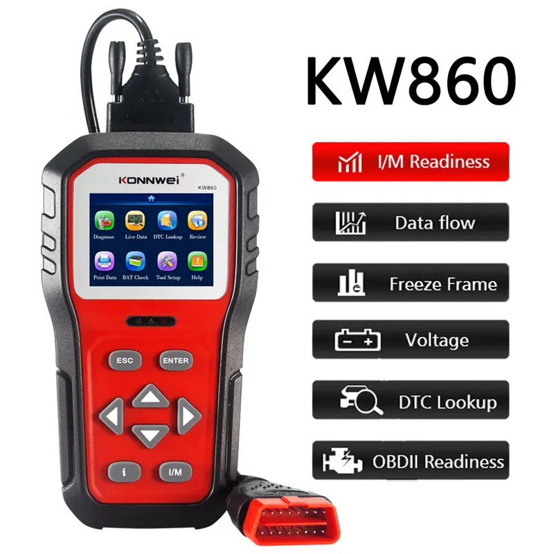

KONNWEI Auto OBD2 Scanner KW860 Car Engine Fault Code Readers Diagnostic Tools OBD2 Enhanced Live Data Stream Free Update