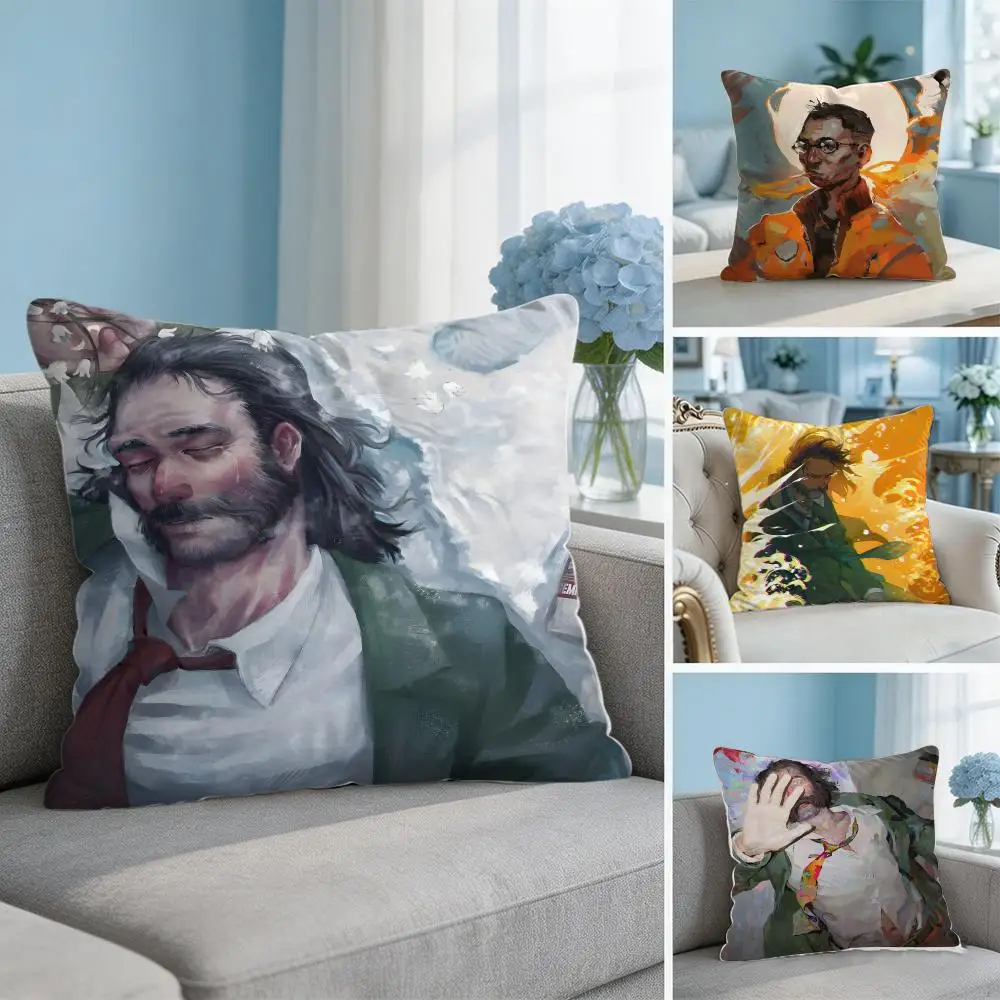 D-Disco Elysium Hot Video Game Cushion Cover Soft Short Plush Throw Pillow Cover Hidden Zipper Cutecore Sofa Bedroom Home Decor