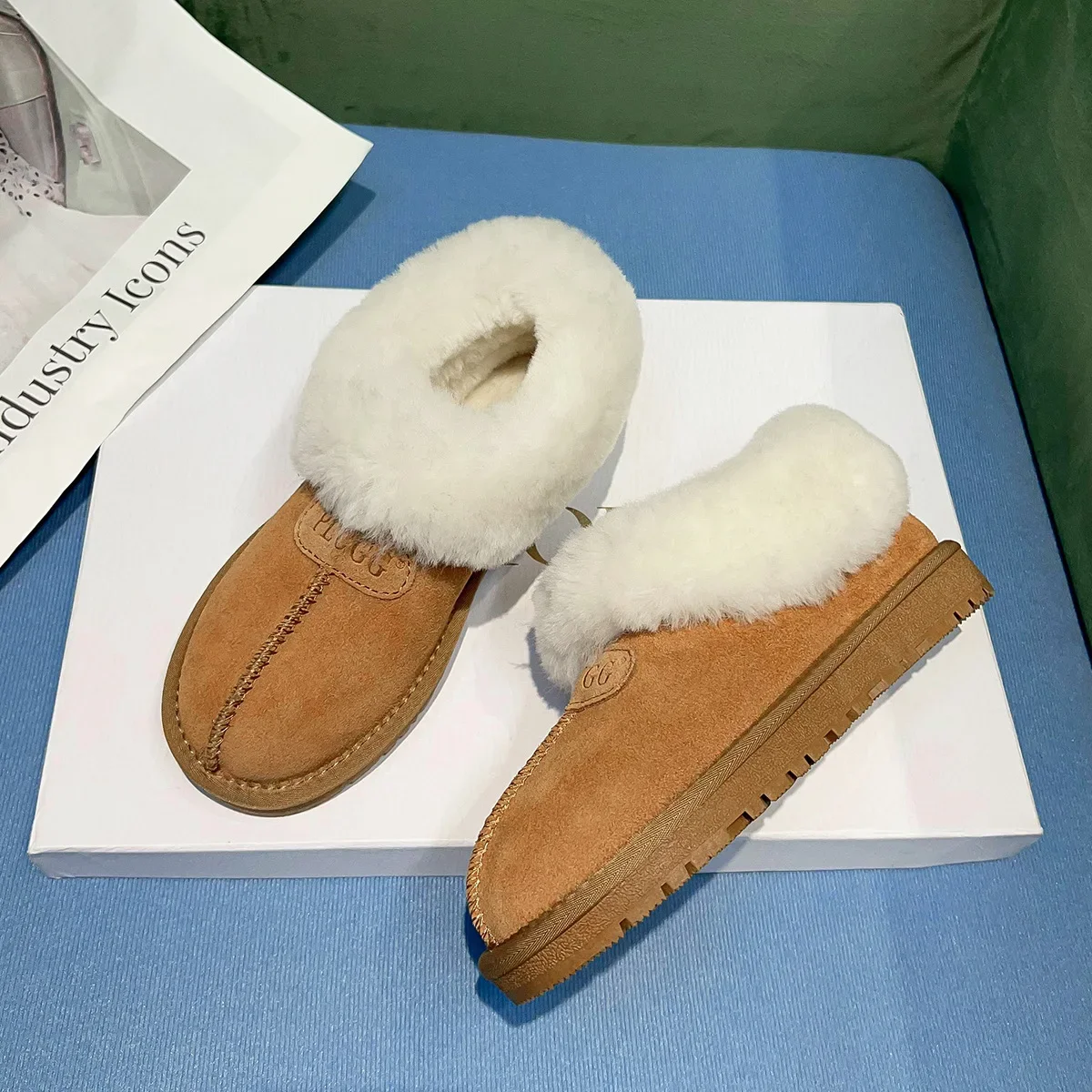 

Snow boots women's fur integrated flat-bottomed short boots piled and thickened fluffy shoes 2024 new winter warm cotton shoes