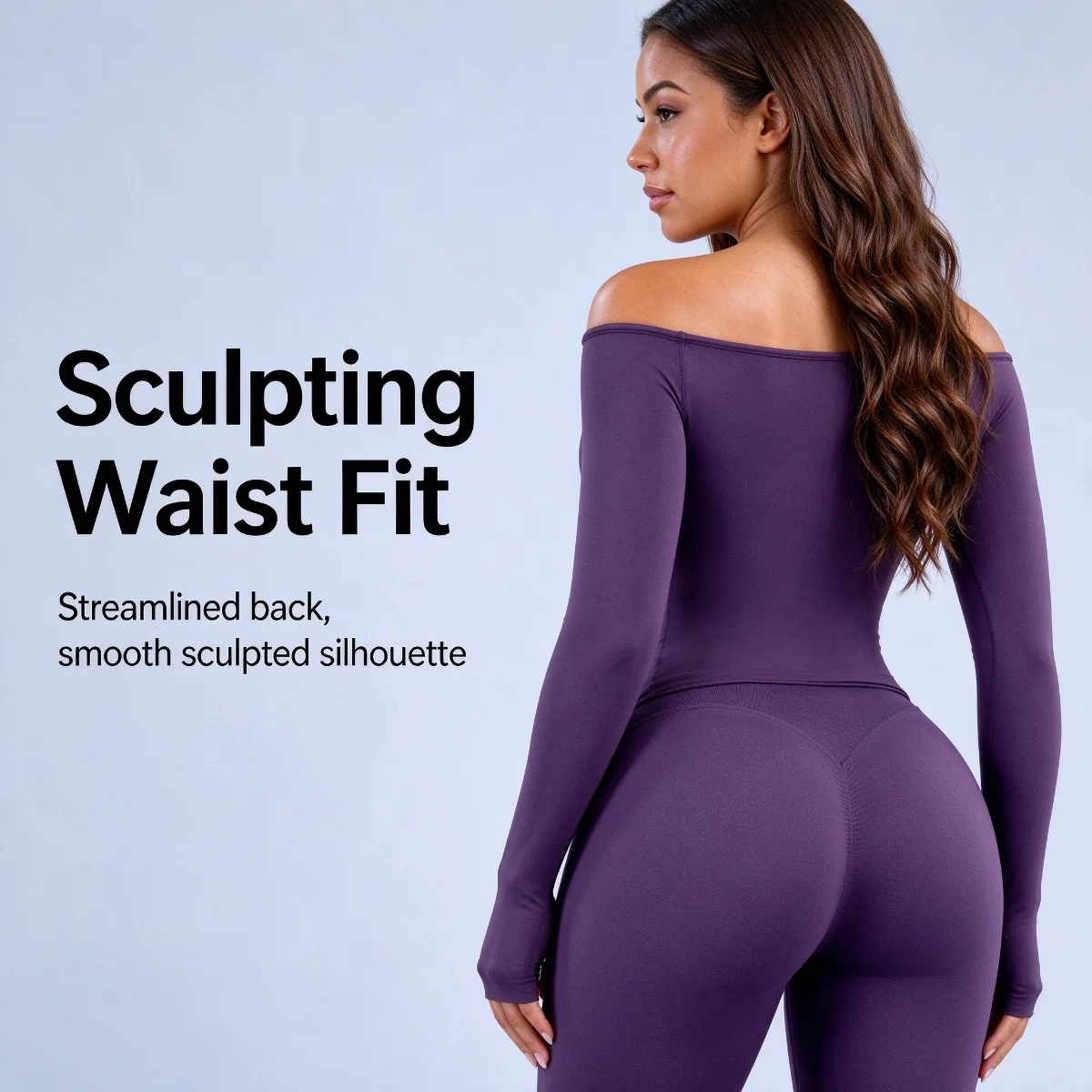Women Off Shoulder Long Sleeve T-Shirt Moisture Wicking Athletic Top Outdoor Running Fitness Yoga Activewear Tee