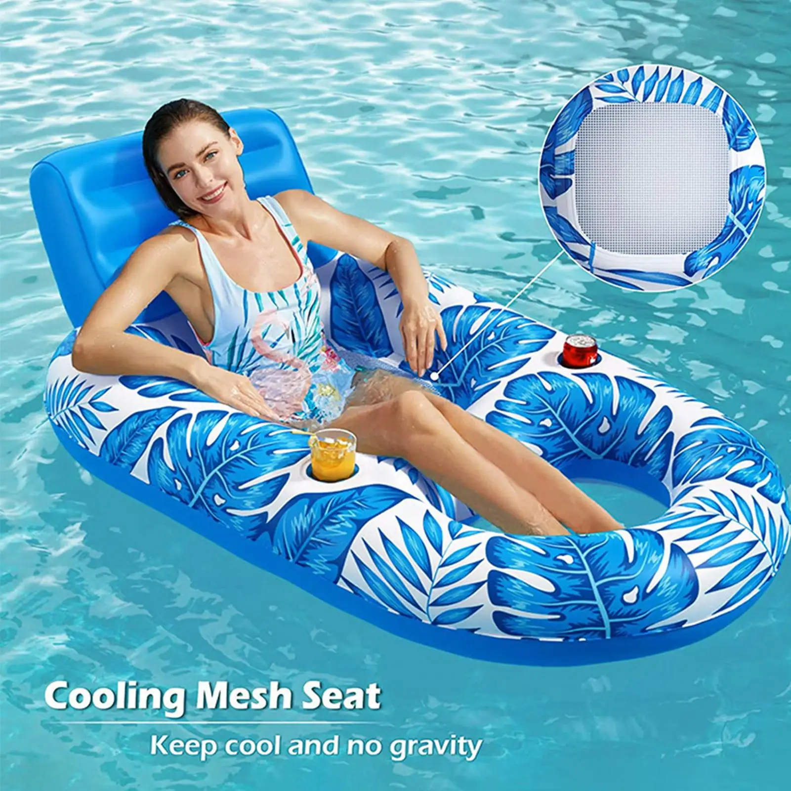 

Inflatable Pool Float Adult Pool Floaties Lounger Floats Raft Floating Chair Water Floaties for Swimming Pool Lake Lounge Float