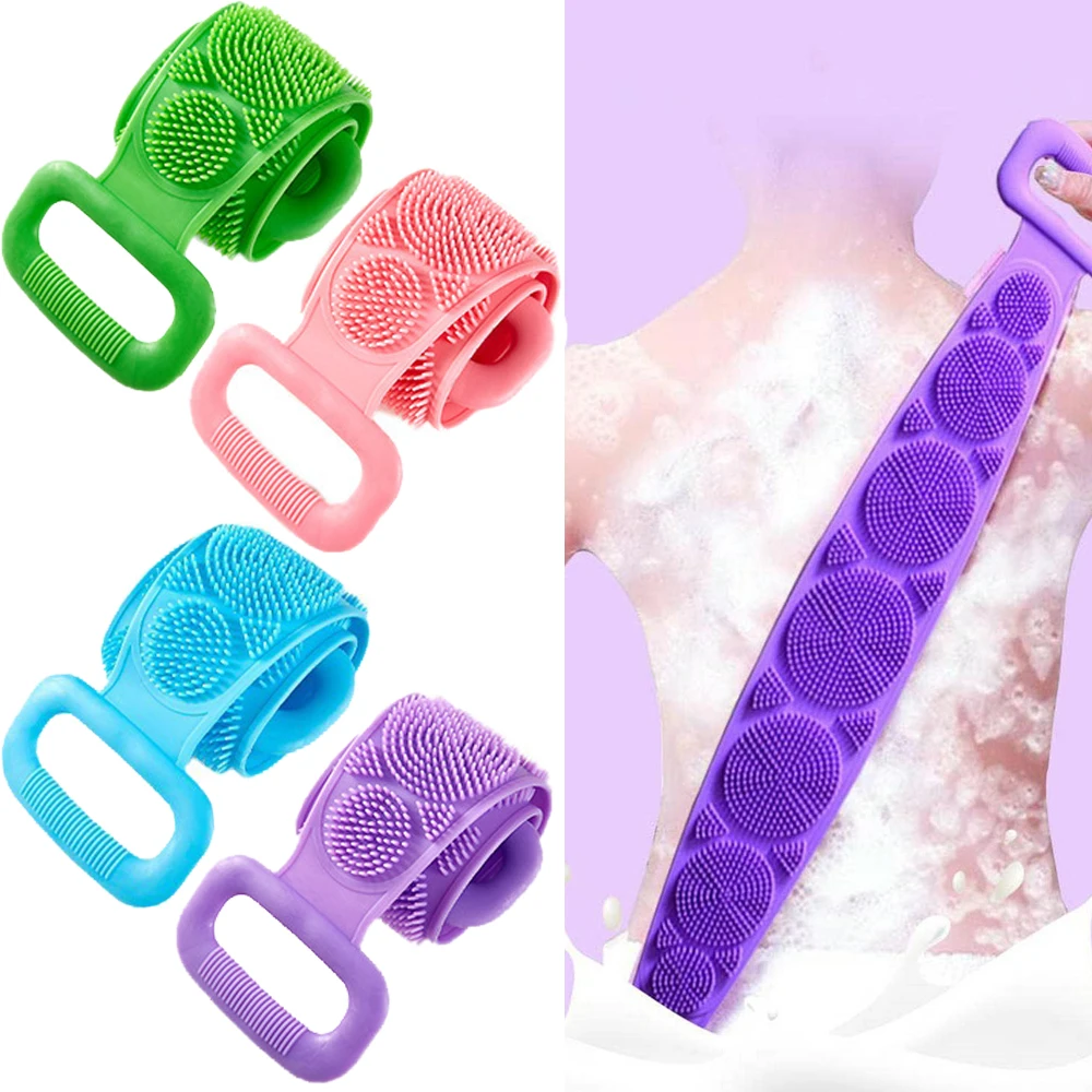 

Body Scrubber Bath Brush Silicone Exfoliating Shower Brush Bath Belt Body Scrub Back Massage Brush Cleaning Strap Bathing Tools