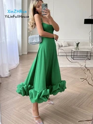 Summer New Women Fashionable  Elegant One Line Neck Suspended Dress Women's Sexy Slim Fit Large Hem 3D Flower A-line Long Dress