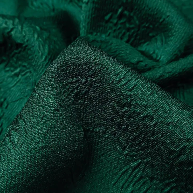 Green Embossed Pattern Faux Silk Jacquard Satin Fabric Drapey Lustrous Summer Cheongsam Dress Designer Sewing Wholesale Material