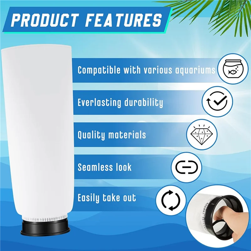 -ABKM 16 قطعة 2.75X10 بوصة مرشح الجوارب أكياس تصفية حوض السمك مع حافة 200Um لبرك حوض السمك للمياه المالحة