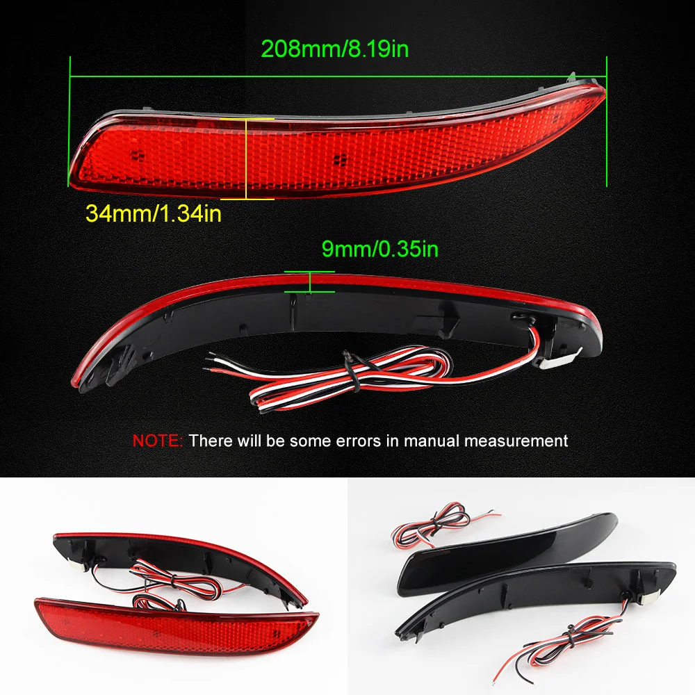 2Pcs Red/Black Car LED Rear Bumper Reflector Light For BMW E70 E71 X5 2007-2013 Rear Tail Warning Stop Signal Light Fog Lamp